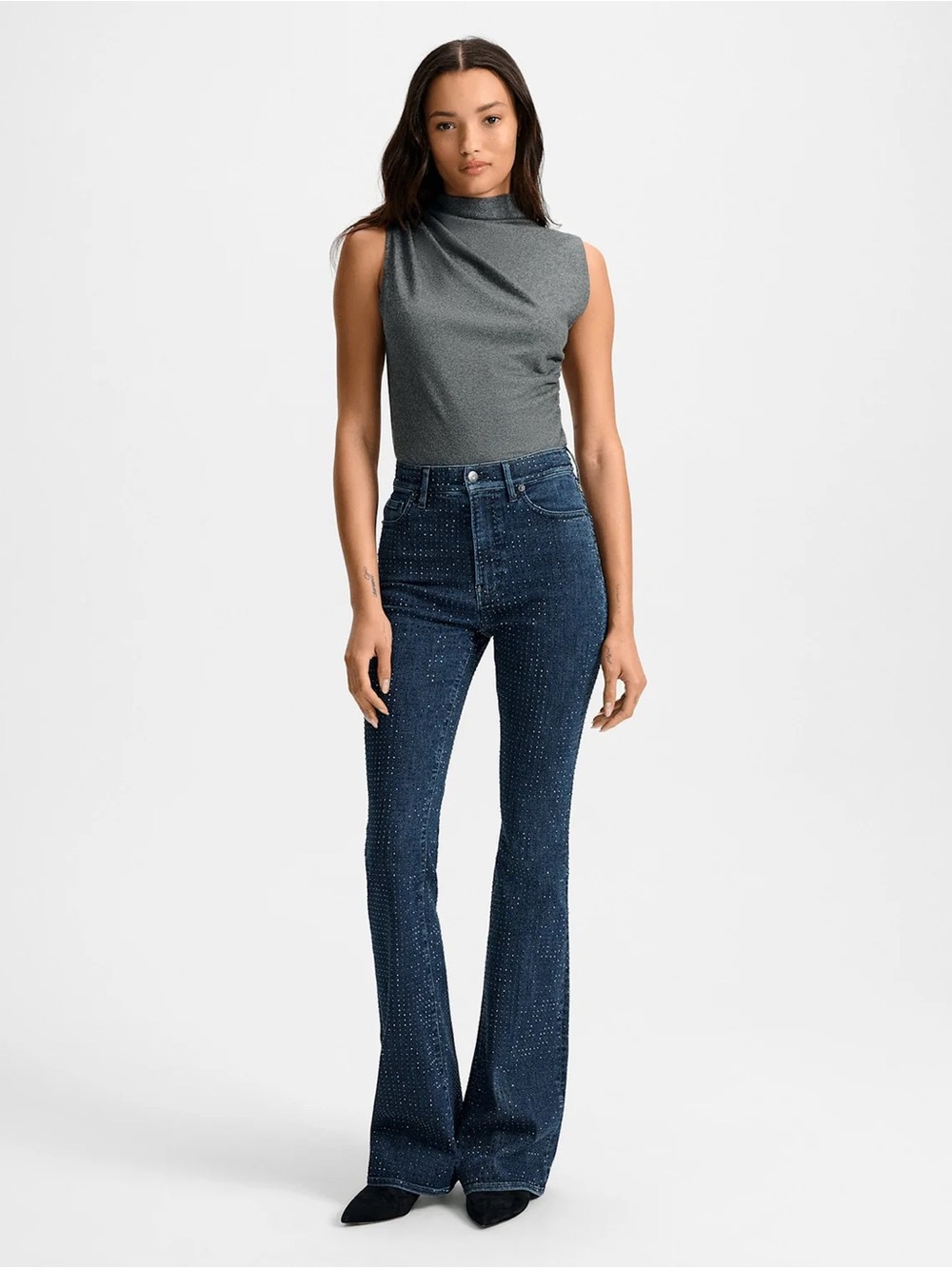 Veronica Beard Beverly Rhinestone Skinny-Flare Jean - Picture 4 of 14